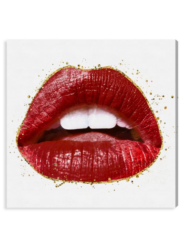 Oliver Gal Glistening Red Lips Canvas Wall Art